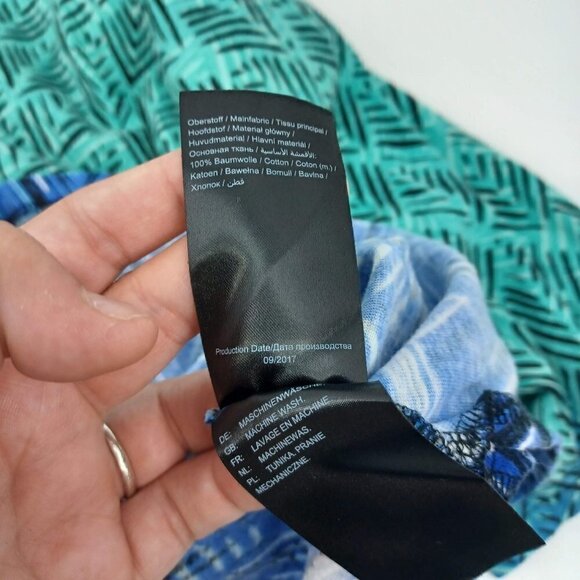 Ulla Popken Border Blues Print V-Neck Cotton Knit Tunic Top Tribal Ombre 32/34 - Picture 9 of 11